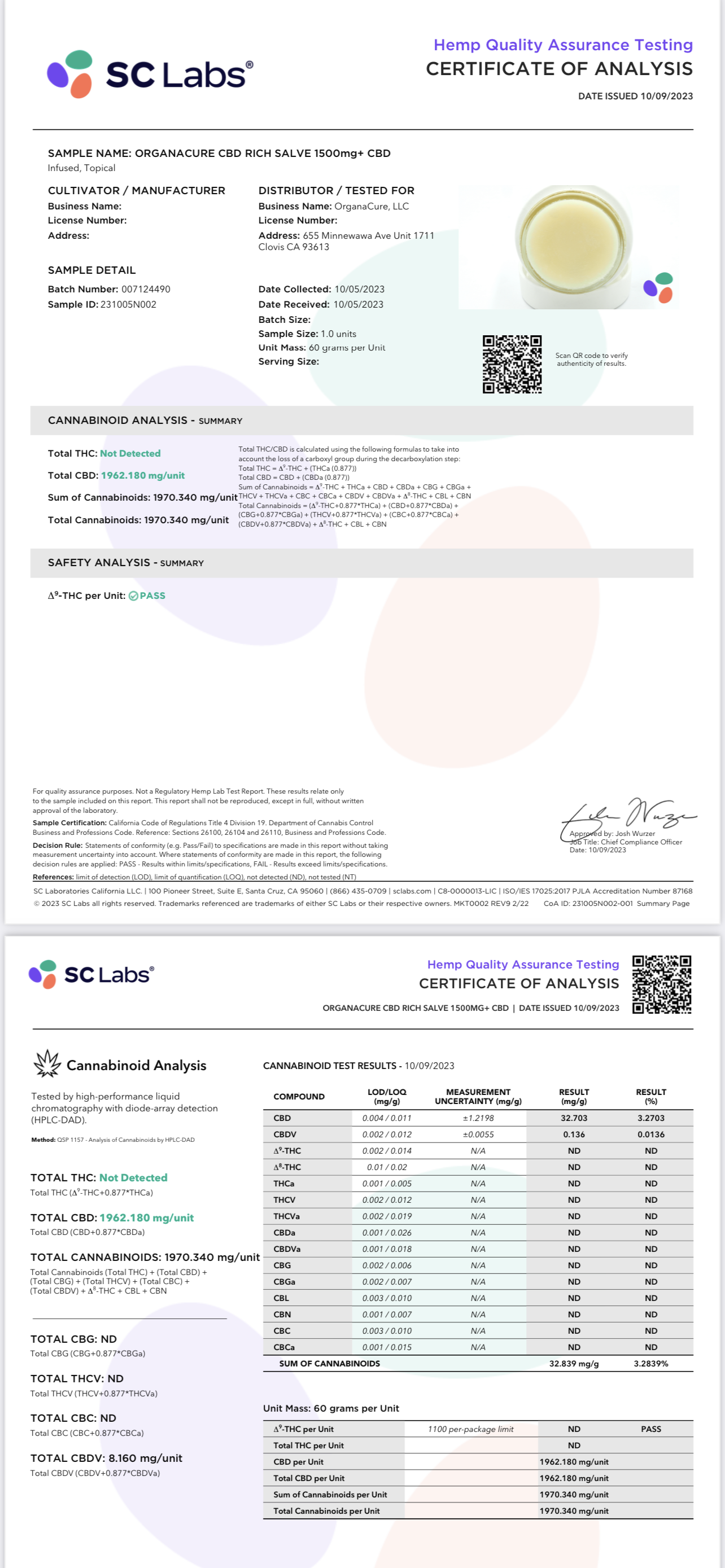 ORGANACURE™ CBD RICH SALVE™ | Extra Strength | (Zero-Thc) Pain Relief Formula | 2 FL OZ (60 mL) | Classic